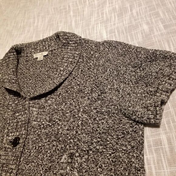 CJ Banks Sweater Womens Plus Size 3X Black White Cardigan Fall Short Sleeve - Picture 9 of 11